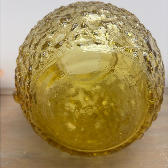 Vintage Anchor Hocking Lido Milano Crinkle Amber Honey Amber Ball Glass Pitcher - Picture 6 of 6